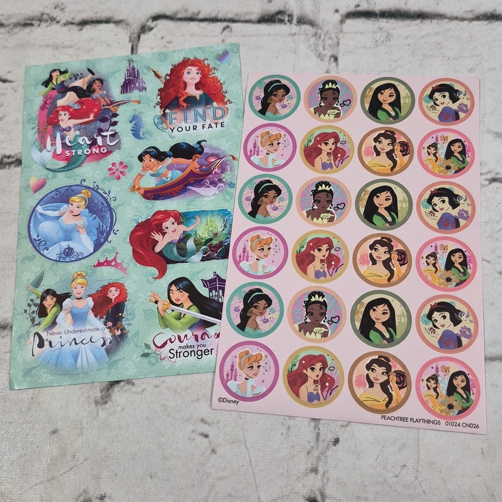 Disney Princess Scrapbooking Stickers Lot Of 2 Sheets In Different Styles